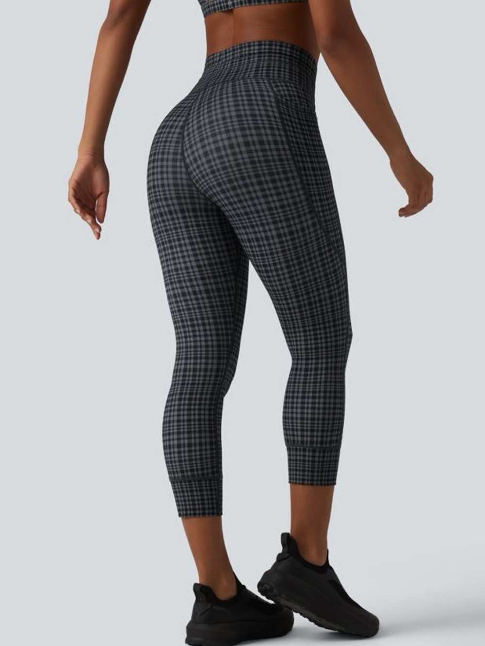 Halara UltraSculpt Check Plaid High Waist Drawstring Yoga Crop Leggings L - Picture 2 of 15